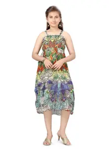 BAESD Girls Floral Print Georgette A-Line Midi Dress