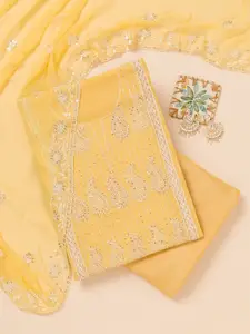 Koskii Floral Embroidered Unstitched Dress Material