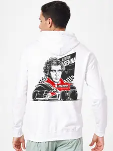 Crazymonk Men Graphic Printed Hood Cotton Pullover Sweatshirt