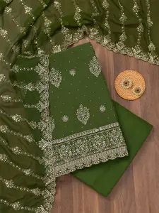 Koskii Floral Embroidered Zari Work Unstitched Dress Material