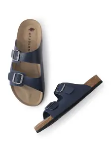 HF JOURNEY Men Regular Width Buckle Detail Leather Comfort  cork Sandals
