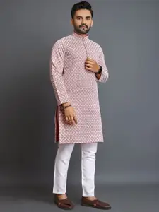 Zurika Fashion Men Pure Cotton Chikankari Embroidered Straight Kurta