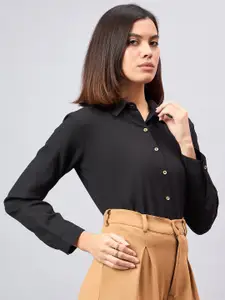 Style Quotient Women Smart Spread Collar Solid Cotton Formal Shirt