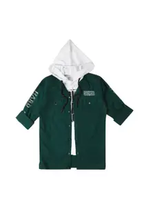 Cavio Boys Typography Printed Lightweight Jacket & T-Shirt