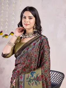 Mitera Floral Printed Zari Saree