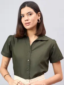 Style Quotient Women Smart Spread Collar Solid Polycotton Formal Shirt