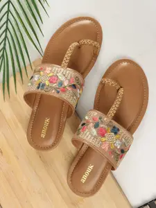 Anouk Women Ethnic Open Toe Flats with Embroidered
