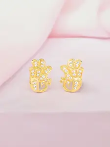 Zavya 925 Sterling Silver Leaf Shaped Cubic Zirconia Studs