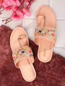 Anouk Women Ethnic One Toe Flats with Embroidered Details