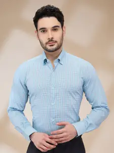 Raymond Men Spread Collar Vertical Striped Cotton Formal Shirt