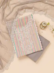 Koskii Floral Embroidered Unstitched Dress Material