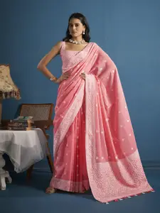elora Woven Design Chikankari Linen Blend Designer Saree