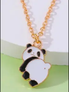 V FASHION JEWELLERY Gold Plated Stainless Steel Cute Panda Pendant
