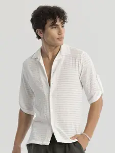 Snitch Men Comfort Cuban Collar Solid Boxy Casual Shirt