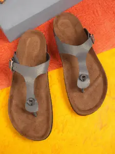 MOZAFIA Women Solid T-Strap Flats