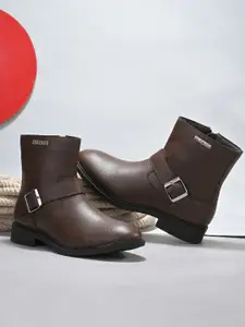 El Paso Women Solid Block-Heeded Chelsea Boots