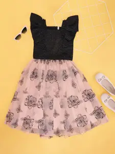 Pantaloons Junior Girls Floral Print Fit & Flare Tiered Dress