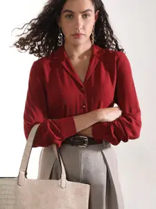 Vero Moda Women Cuban Collar Solid Casual Shirt