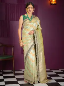 MIMOSA Woven Design Floral Zardozi Kanjeevaram Saree
