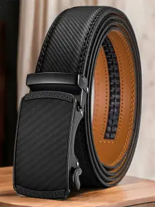 The Roadster Lifestyle Co. Men Textured Slider Buckle Leather Formal Belt