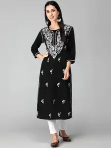 Seva Chikan Women Pure Cotton Ethnic Motifs Embroidered Chikankari Kurtas
