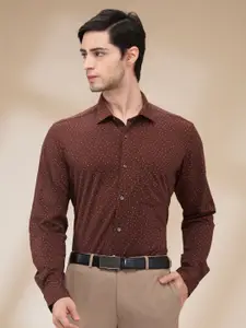 Park Avenue Men Spread Collar Micro Ditsy Printed Cotton Slim Fit Formal Shirt