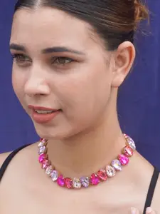 Niscka Gold-Plated Stones Studded Necklace