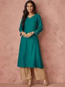 Fabindia Women Embroidered Mirror Work Kurta