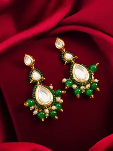 aadita Gold-Plated Kundan & AD Studded Classic Drop Earrings
