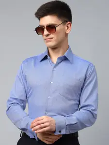 Hancock Men Premium Slim Fit Self Design French Cuff Pure Cotton Opaque Formal Shirt