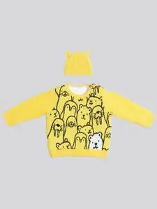 Ed-a-Mamma Baby Pack Of 2 Boys Cotton Self Design Pullover with Beanie