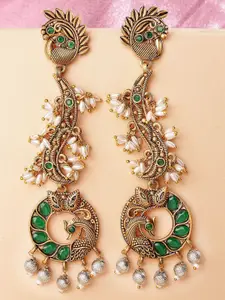 KARATCART Gold Plated Kundan Studded Contemporary Drop Earrings