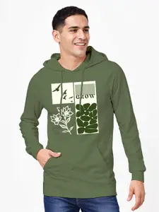 Crazymonk Men Floral Printed Hooded Sweatshirt