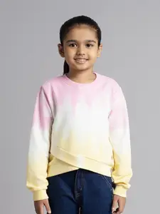 Ed-a-Mamma Girls Ombre Round Neck Round Neck Cotton Looper Pullover Sweatshirt