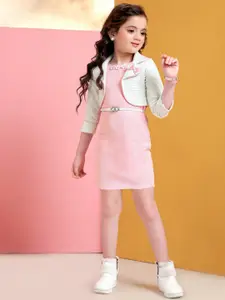 BAESD Girls Boat Neck Solid Pinafore Dress