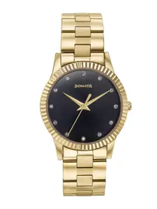 Sonata Women Embellished Dial & Stainless Steel Bracelet Style Analogue Watch 87062YM01W