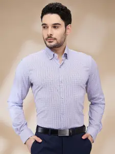 Raymond Men Spread Collar Micro Checked Cotton Formal Shirt