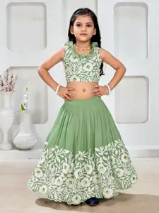 BAESD Girls Embroidered Thread Work Ready to Wear Lehenga &