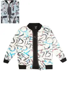 CAVIO Boys Abstract Printed Lightweight Bomber Jacket & T-Shirt