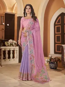 Mitera Floral Printed Beads and Stones Organza Saree
