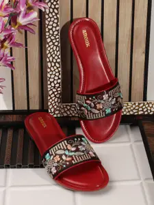 Anouk Women Ethnic Open Toe Embroidered Flats
