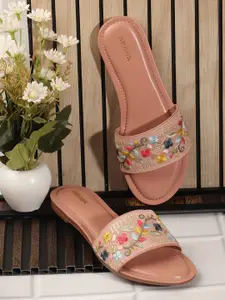 Anouk Women Ethnic Open Toe Flats with Embroidered