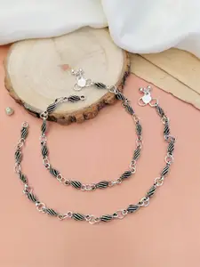 ABDESIGNS Set Of 2 Silver-Plated Anklet