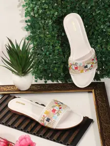 Anouk Women Ethnic Open Toe Flats with Embroidered