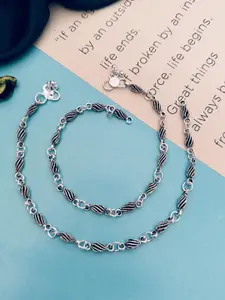 Sangria Set Of 2 Silver-Plated Anklets