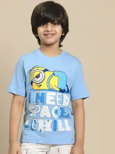 Kids Ville Boys Minions Graphic Printed Pure Cotton Tshirt
