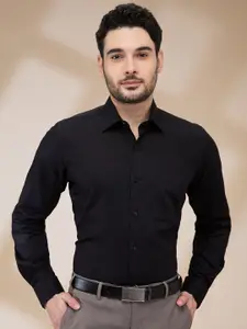 Raymond Men Spread Collar Solid Cotton Formal Shirt