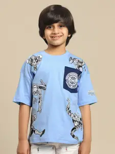 Kids Ville Boys Spiderman Graphic Printed Pure Cotton Oversized Tshirt
