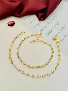 Anouk Set Of 2 Gold-Plated Stone Studded Anklets
