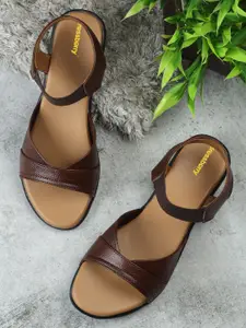 DressBerry Women Leather Open Toe Flats With Backstrap